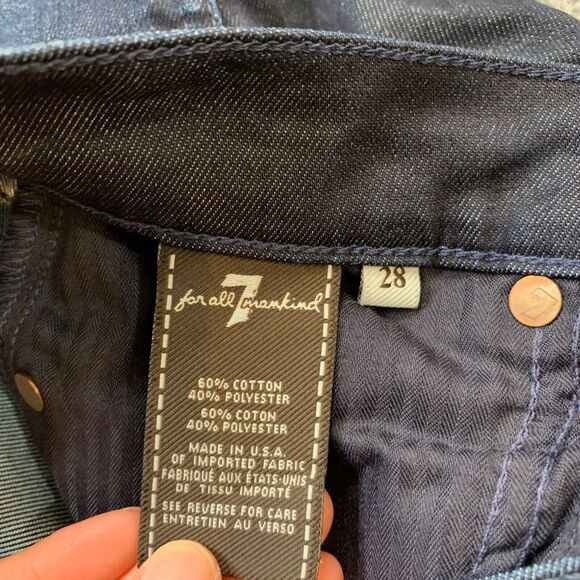 7 For All Mankind Jeans Womens 28 Blue Denim High Waist Skinny Ankle Whiskered - Picture 6 of 11